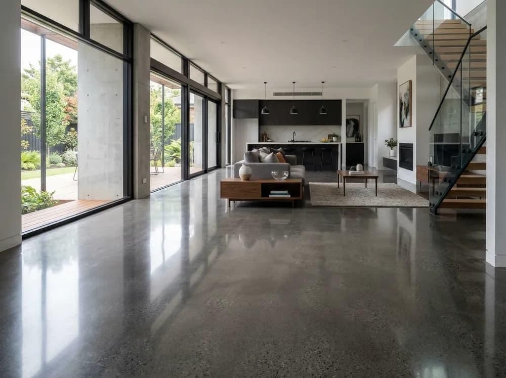 Polished concrete flooring